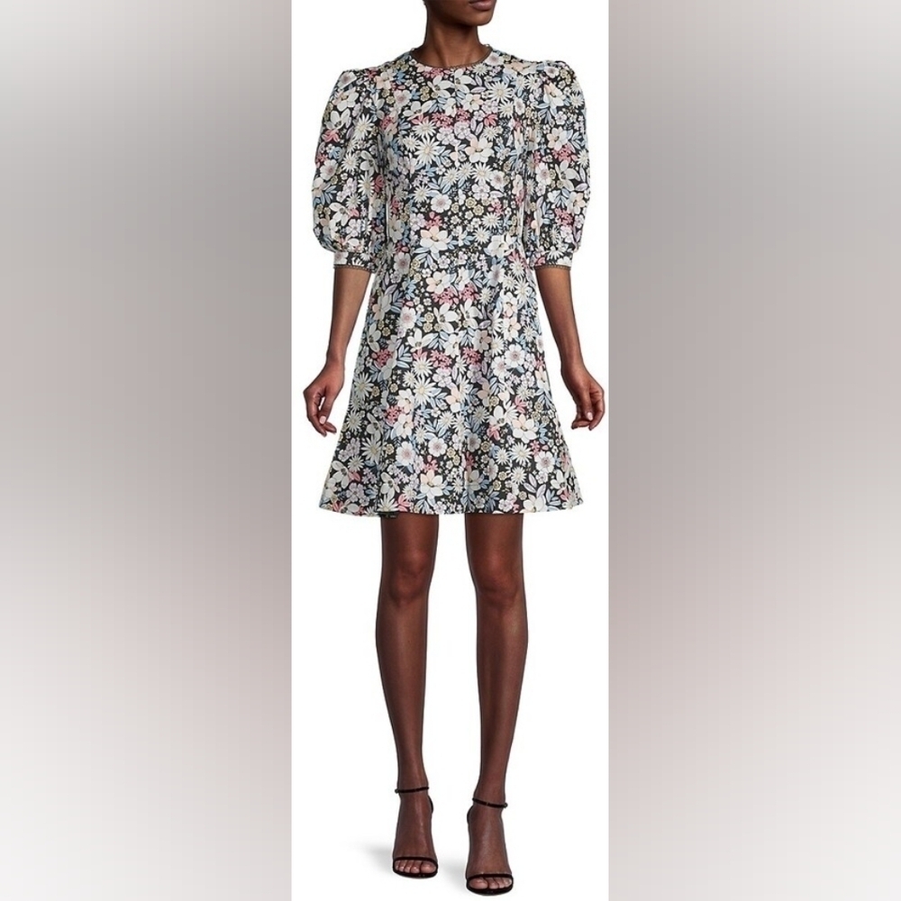 Rachel Parcell Floral Cotton Puff Sleeves Mini Dress Size LG - Picture 4 of 15